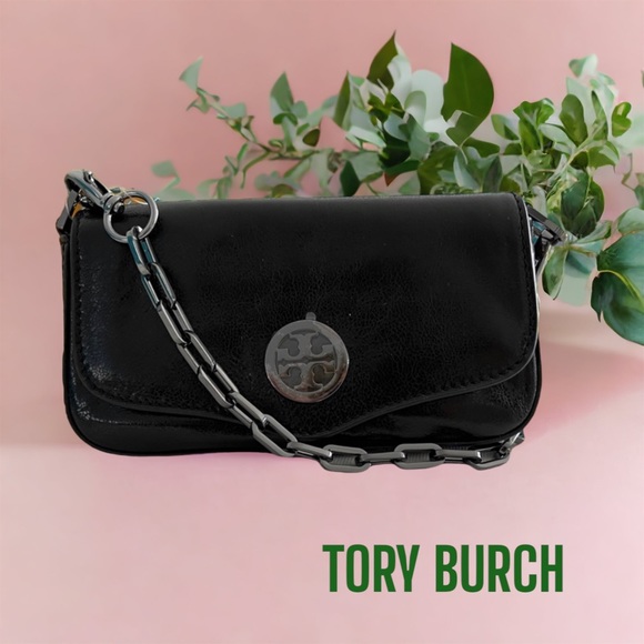 TORY BURCH new black textured leather mini bag clutch NEW TAG Mother’s Day gift - Picture 10 of 10